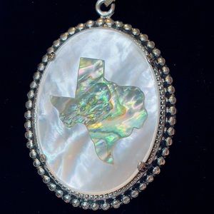 Vintage Victorian Mother Of Pearl Silver Abalone Texas Pendant